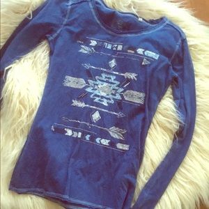 Aztec print long sleeve top